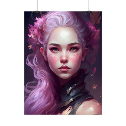 Astonishing Female Portrait with Pink Hair: Dre Artwork - Poster
