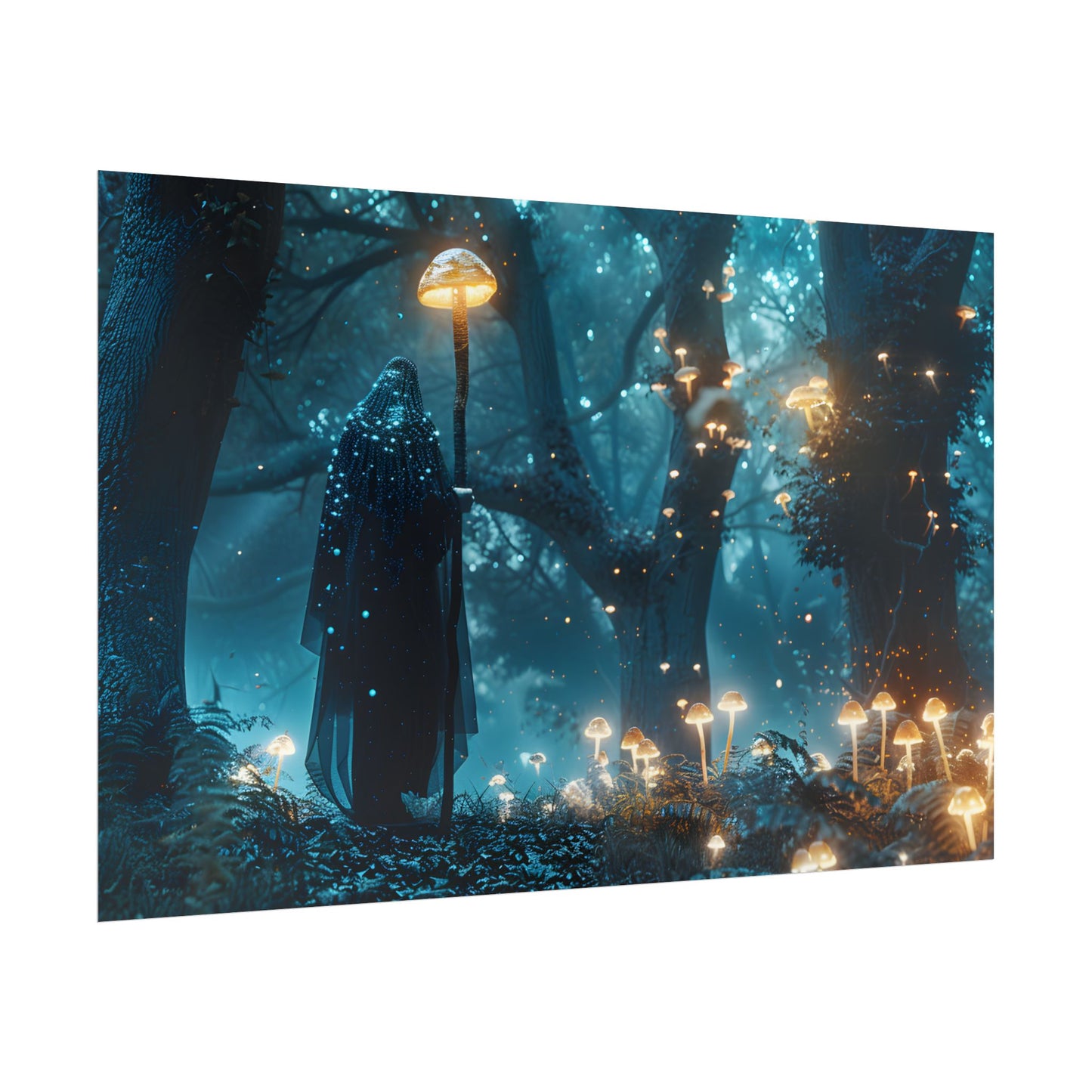 Whispers of Ancient Magic in a Moonlit Mystical Forest - Poster