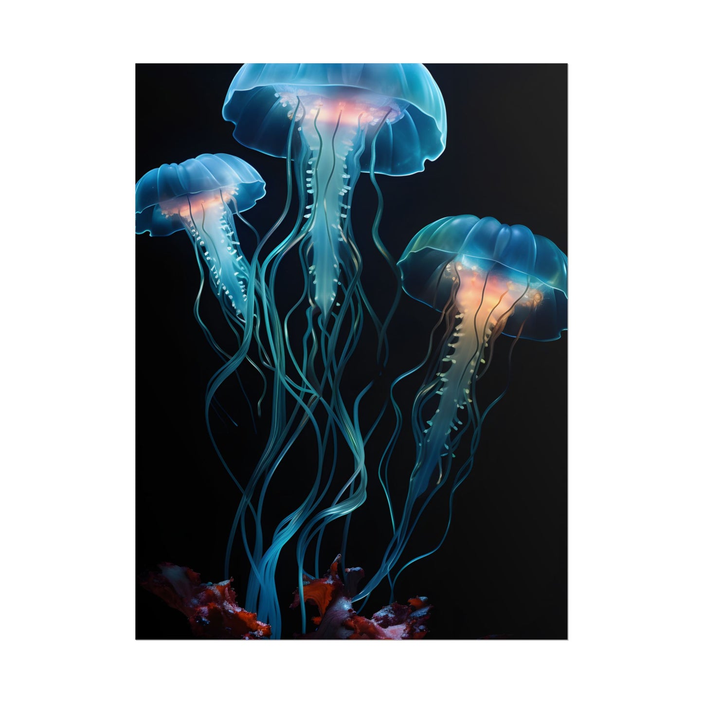 Bioluminescent Oceanic Ballet: Ethereal Underwater Dance - Poster