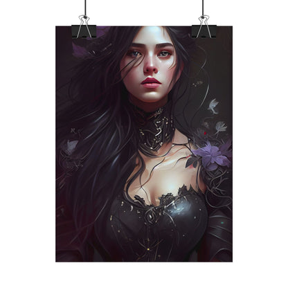 Striking Woman Portrait: Black Hair Artwork - Poster