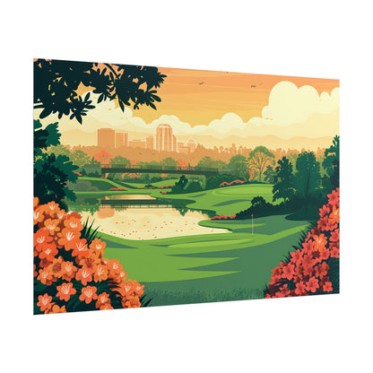 Retro Golf Illustration: Augusta National Georgia - Poster