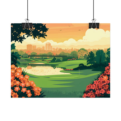 Retro Golf Illustration: Augusta National Georgia - Poster