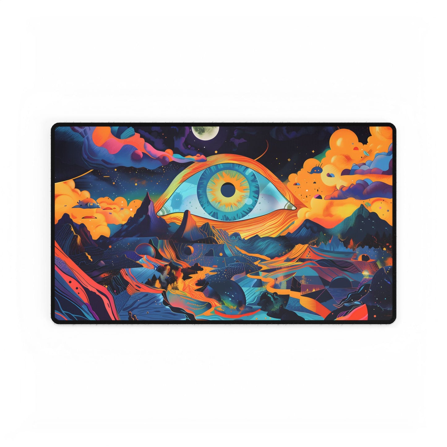 Surreal Landscape with Giant Eye: Mysterious Artwork - Desk Mat