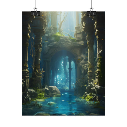 Mysterious Sunken Ancient Civilization: Underwater Artwork - Poster