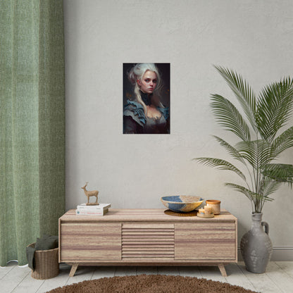 Blonde Profile Portrait: Simple Daylight Dress Art - Poster