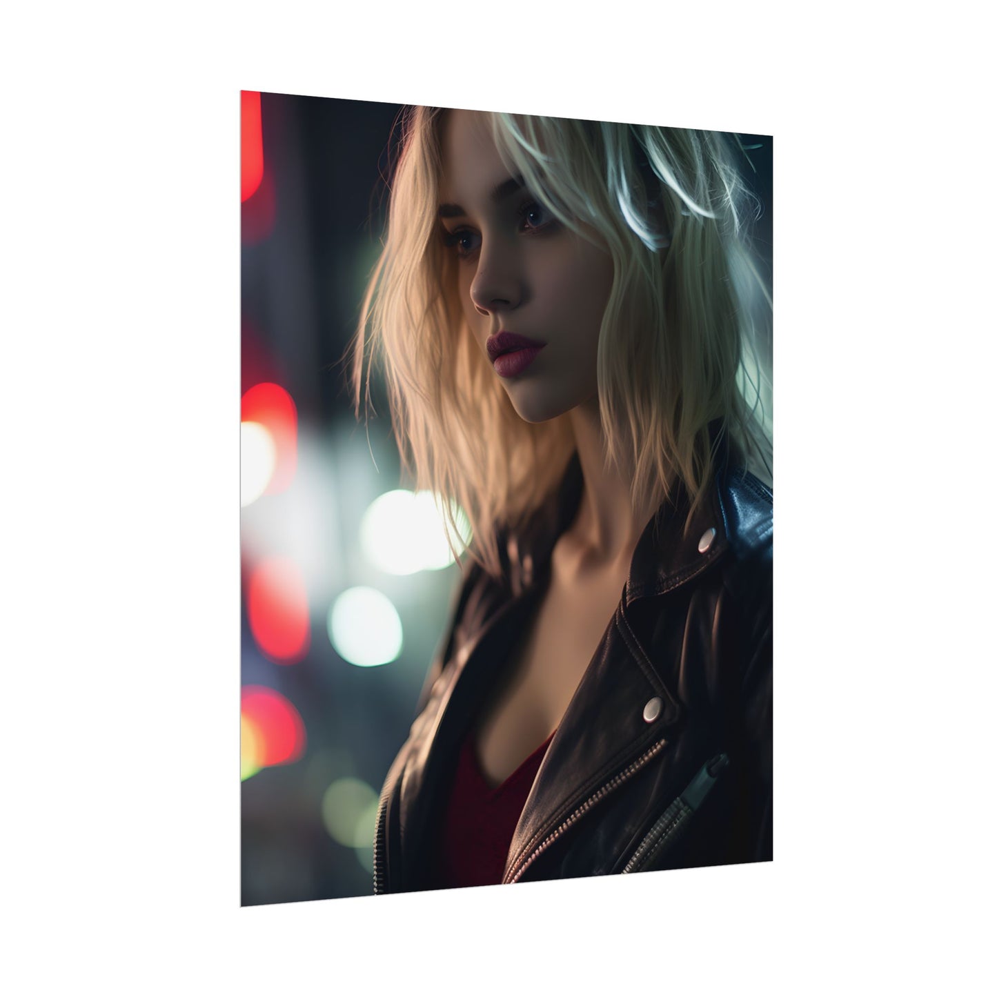 Cyberpunk Youth: Close-Up Portrait - Poster