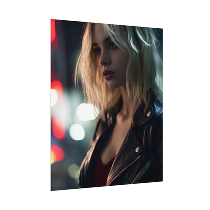 Cyberpunk Youth: Close-Up Portrait - Poster