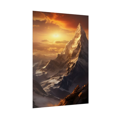 Majestic Mountain Summit: Epic Sunrise View - Nature Landscape Art - Poster