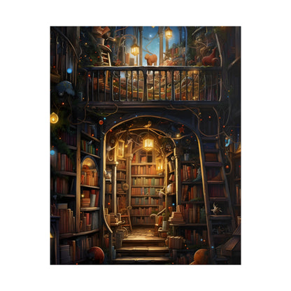 Magical Bookshop Art: A Serene & Enchanting Scene - Poster