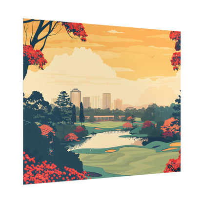 Retro-Style Augusta Georgia Golf Course: Vibrant Illustration Art - Poster