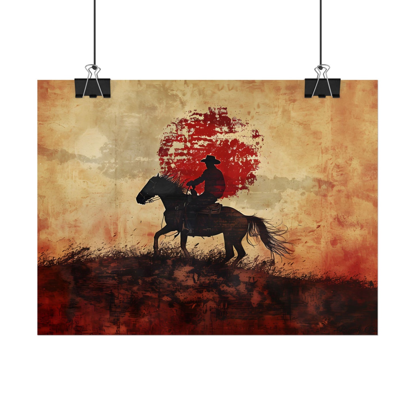 Dynamic Rodeo Scene: Earthy Tones of a Thrilling Ride - Poster