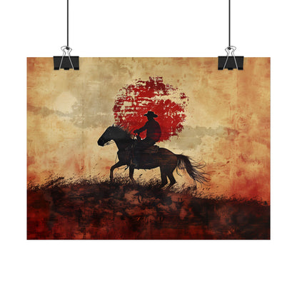 Dynamic Rodeo Scene: Earthy Tones of a Thrilling Ride - Poster