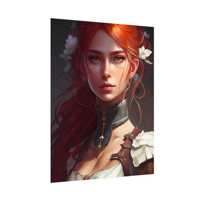 Redheaded Beauty: Formal Portrait in Dark Dress - Poster