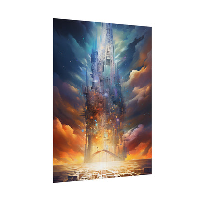 Vibrant Cyber Dreamscape: Abstract Digital Artwork - Poster