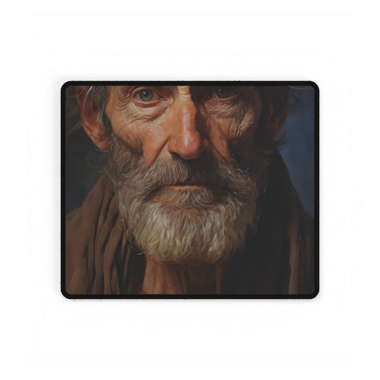 Elderly Wisdom Portrait: A Close-Up of Maturity - Desk Mat