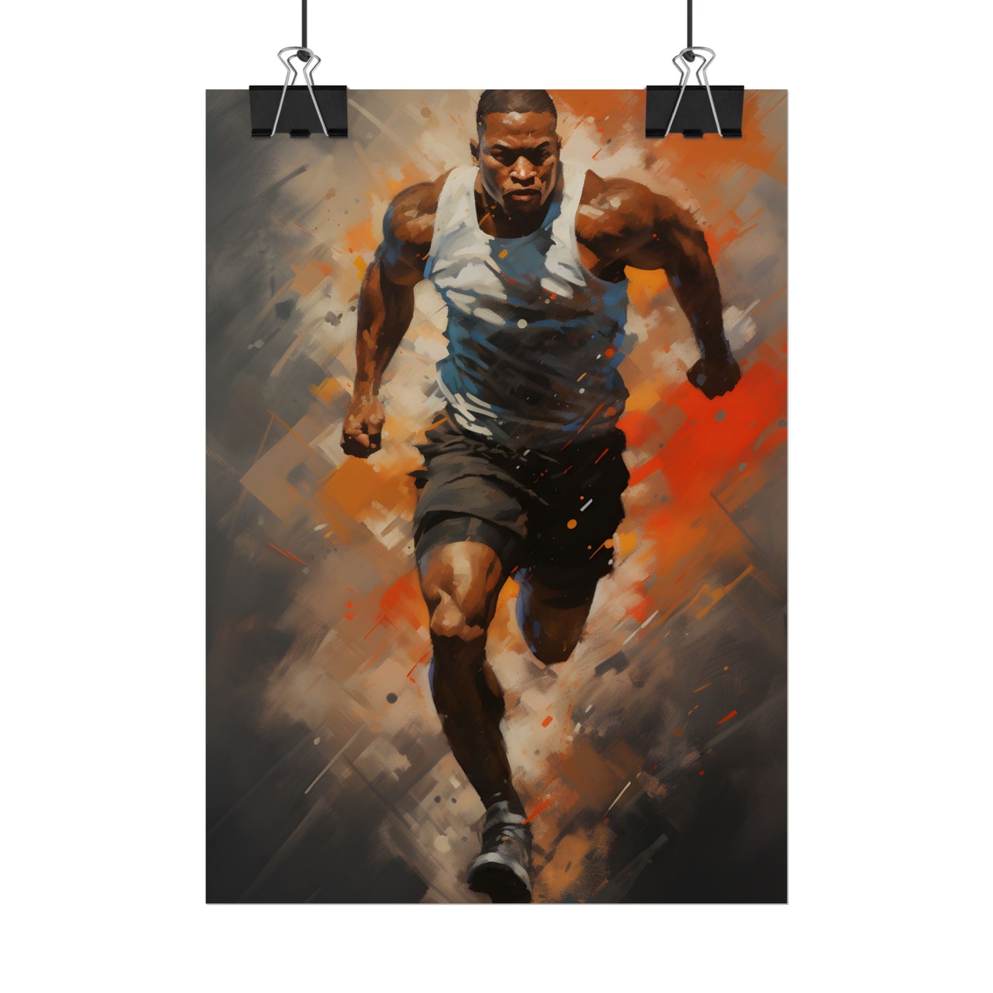 Passionate Athlete in Motion: Dynamic Portrait Artwork - Poster