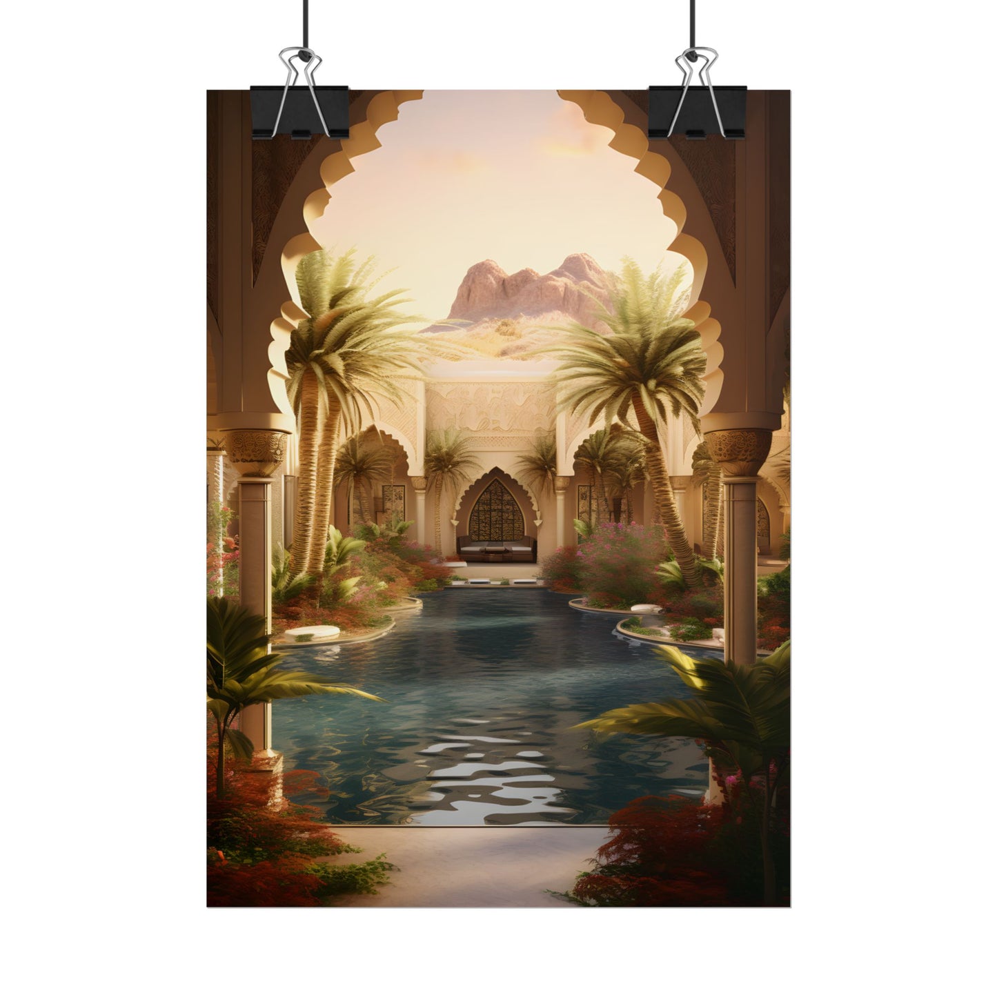 Serene Desert Oasis Art: Arabian Nights-Inspired Print - Poster