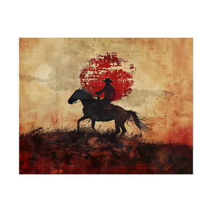 Dynamic Rodeo Scene: Earthy Tones of a Thrilling Ride - Poster
