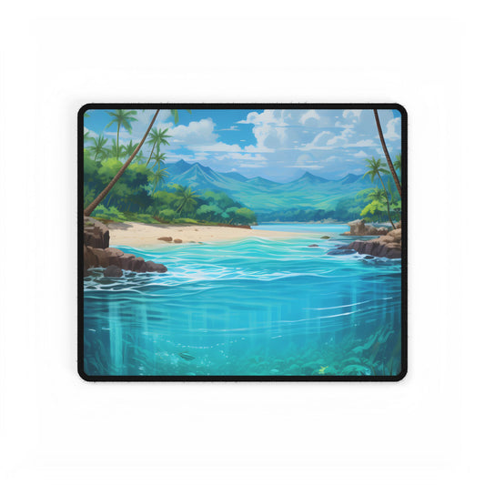 Tropical Paradise Serenity: Tranquil Island Escape Art - Desk Mat