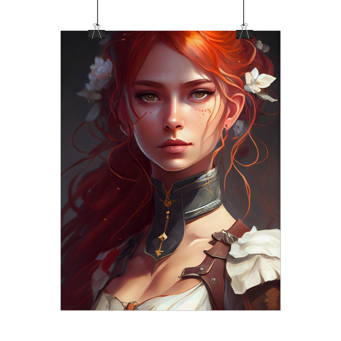 Redheaded Beauty: Formal Portrait in Dark Dress - Poster