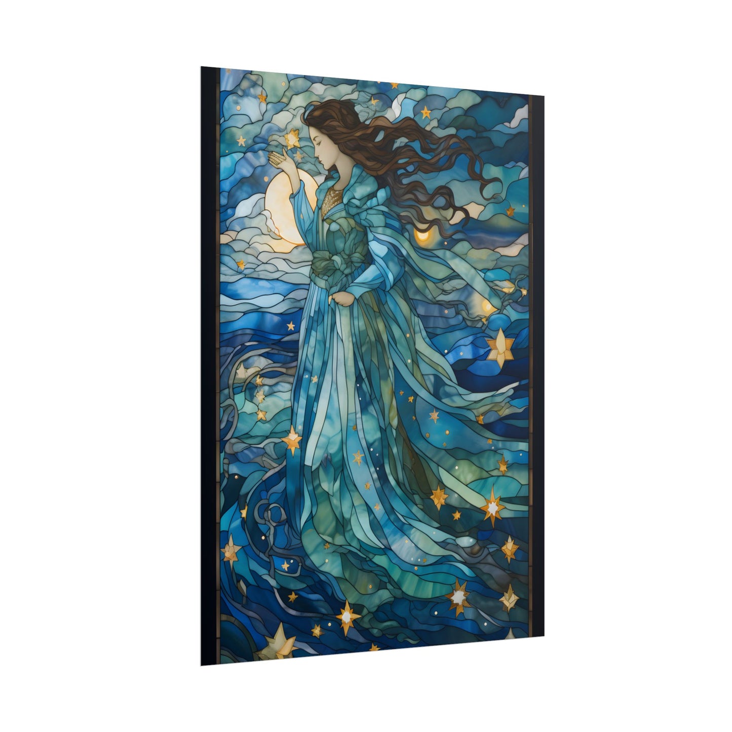 Medieval Stained Glass Art: A Colorful Church Window Piece - Poster