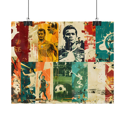 Vintage Soccer Posters: Retro Sports Art Collage - Poster