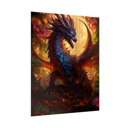 Majestic Dragon Guardian: Fantasy Landscape Art - Poster