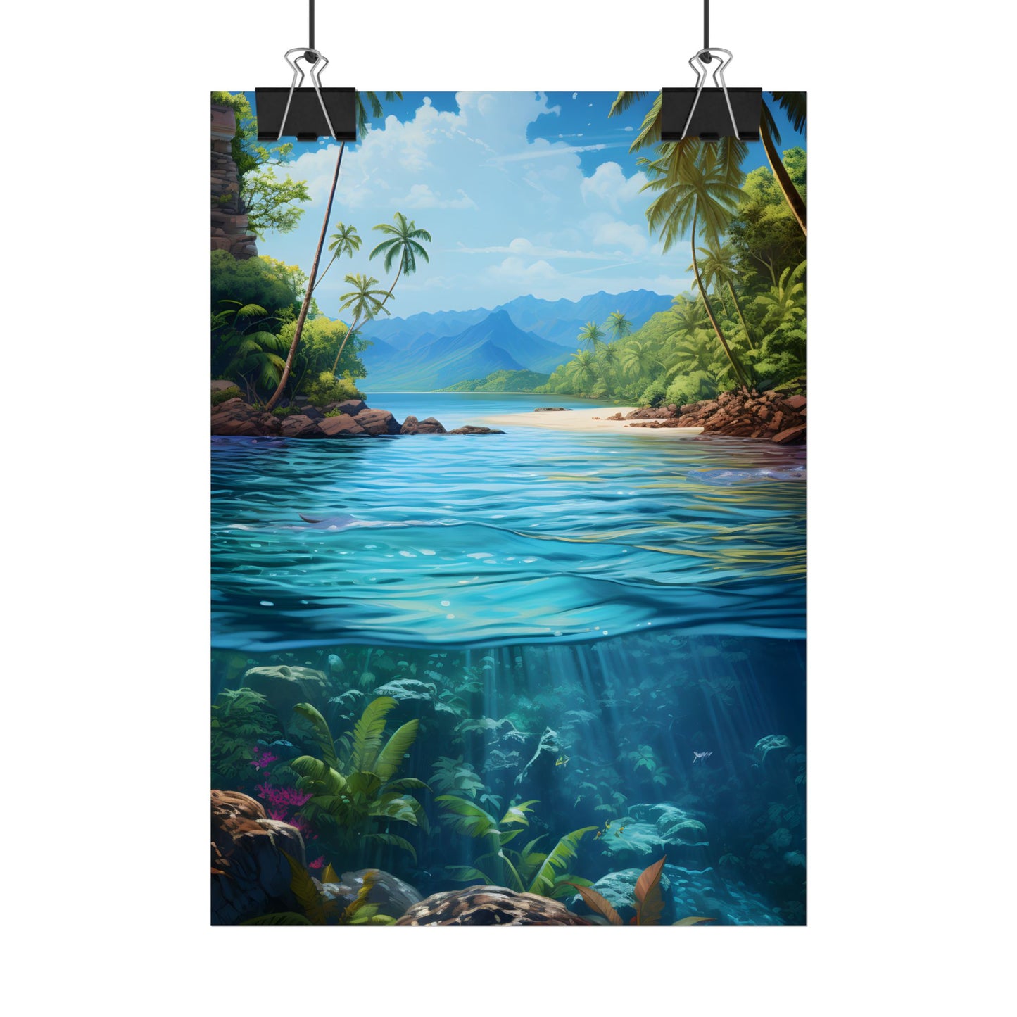 Tropical Island Oasis: Tranquil Tropical Landscape Art - Poster