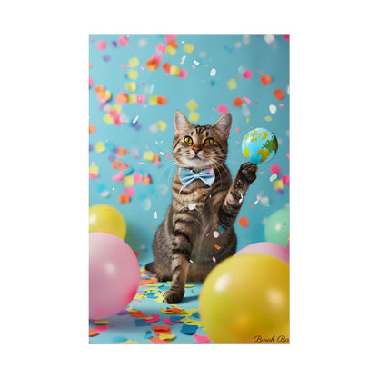 Whimsical Cat in Bow Tie: Close-Up Art Print - Poster