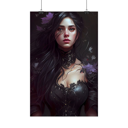 Striking Woman Portrait: Black Hair Artwork - Poster