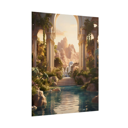Desert Oasis: Arabian Nights-Inspired Artwork at Golden Hour - Poster