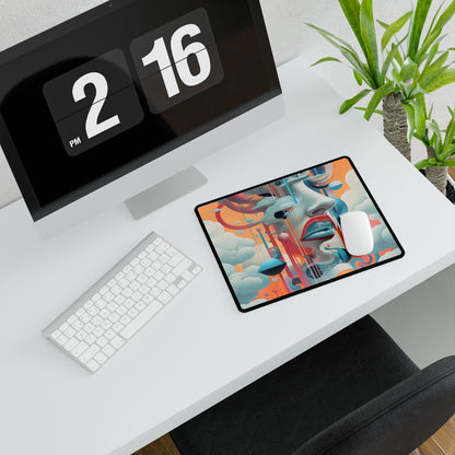 Abstract Digital Art: Dynamic Geometric Dreamspace - Desk Mat