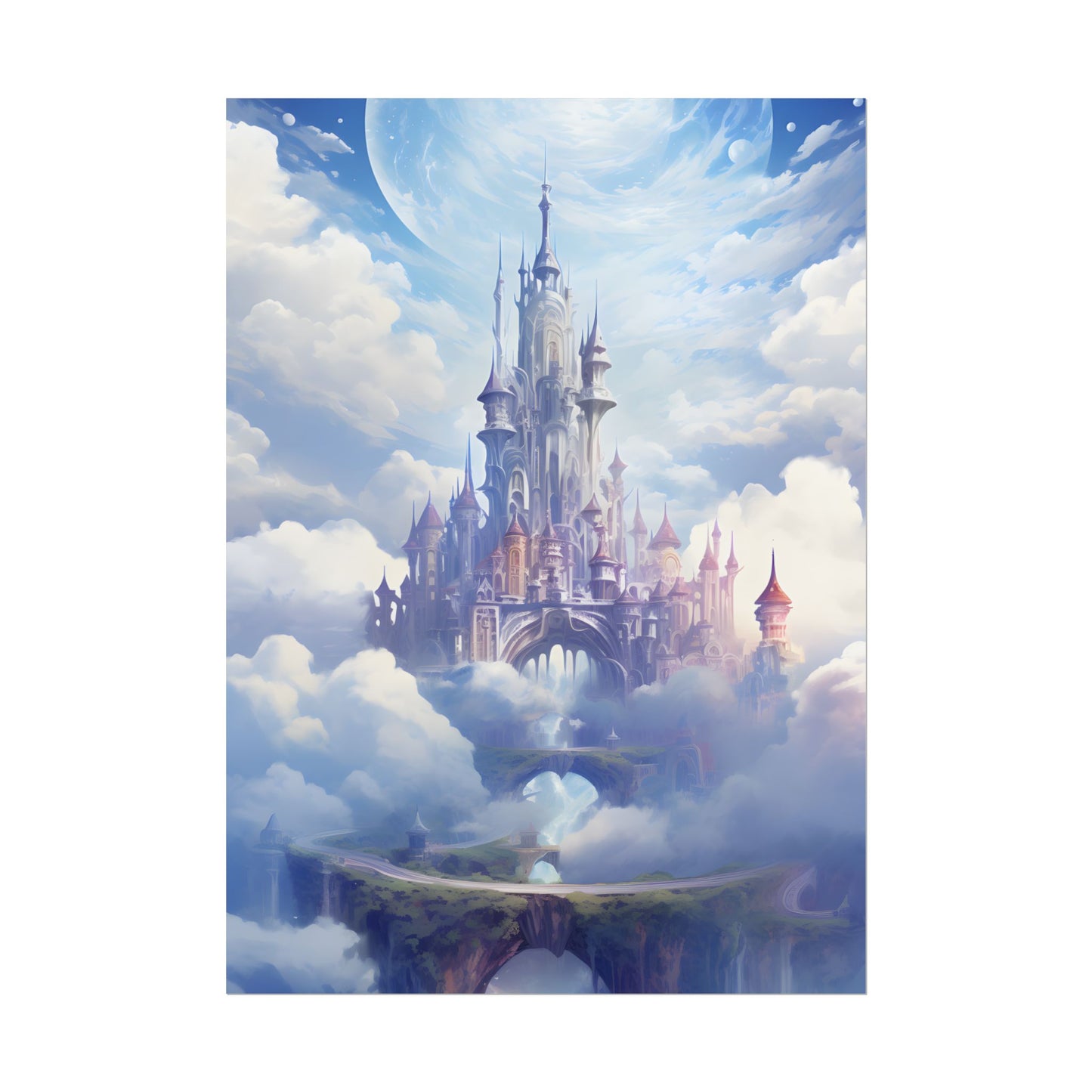 Floating Fantasy City: Celestial Digital Art - Poster