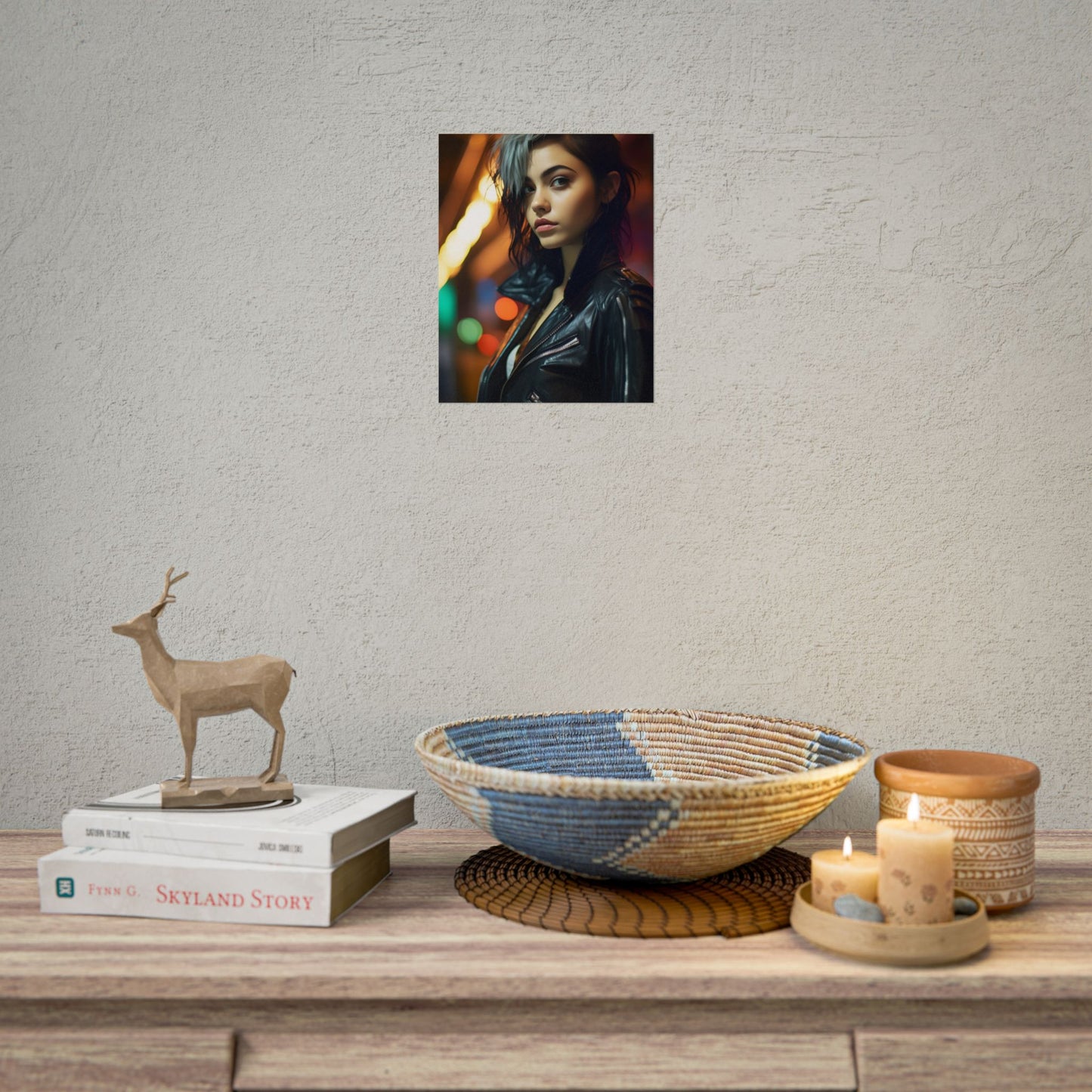 Vibrant Digital Art Print: Teenage Cyberpunk Close-Up - Poster