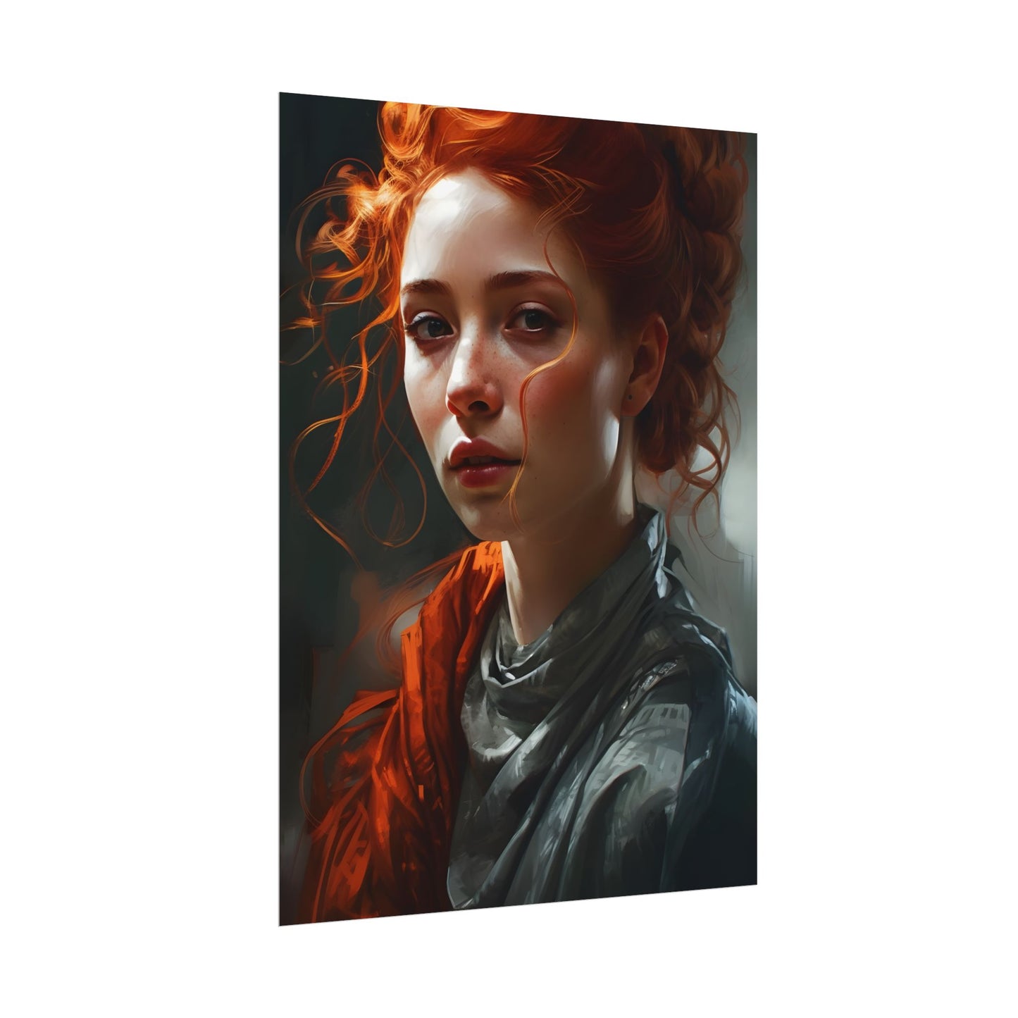 Astonishing Redhead Portrait: Neutral Expression Art - Poster