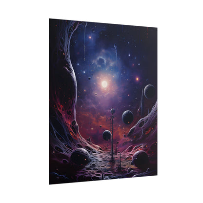 Cosmic Black Hole: Space Artwork with Planet Orbits - Poster
