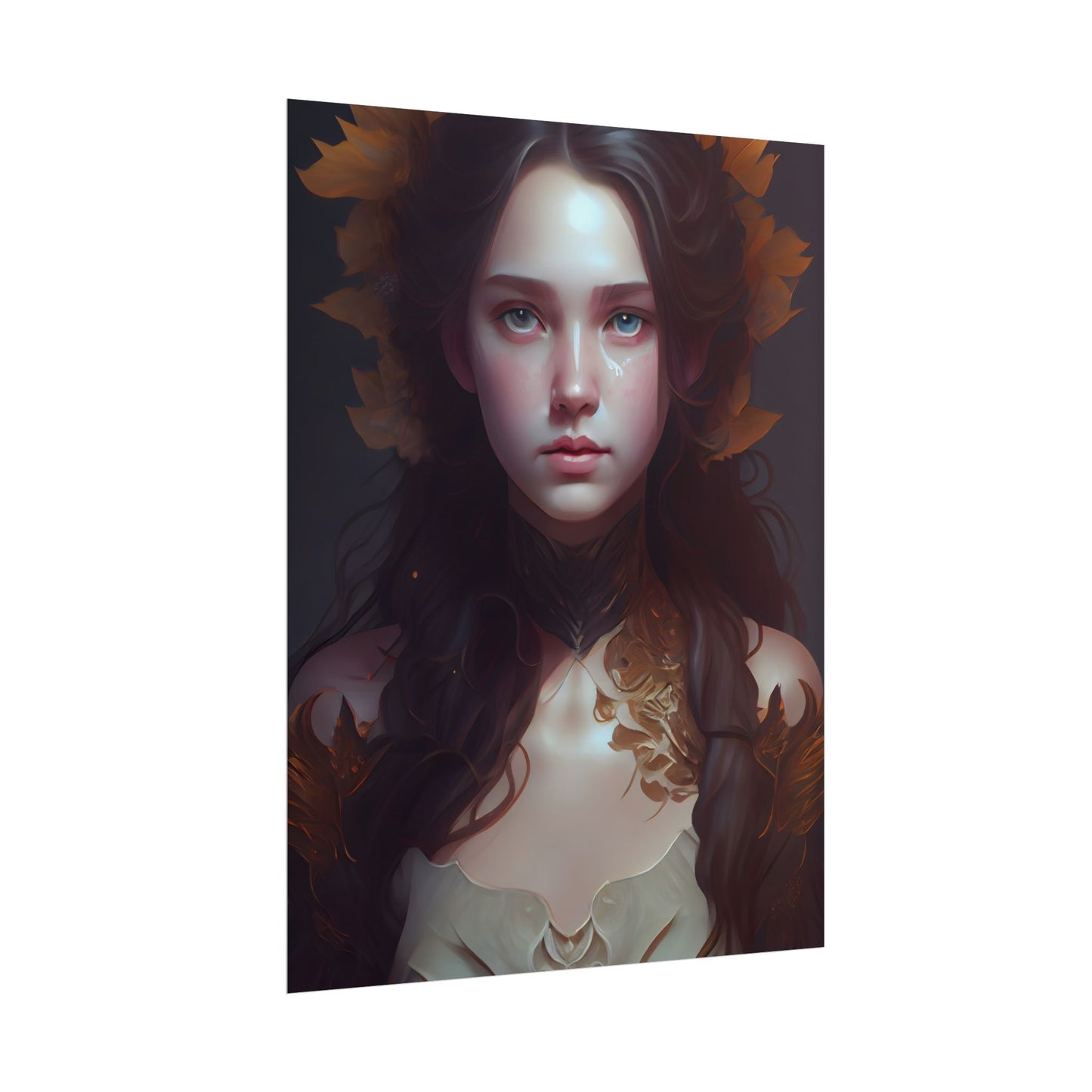 Brown Hair Female Portrait: Artistic Style Digital Art - Poster