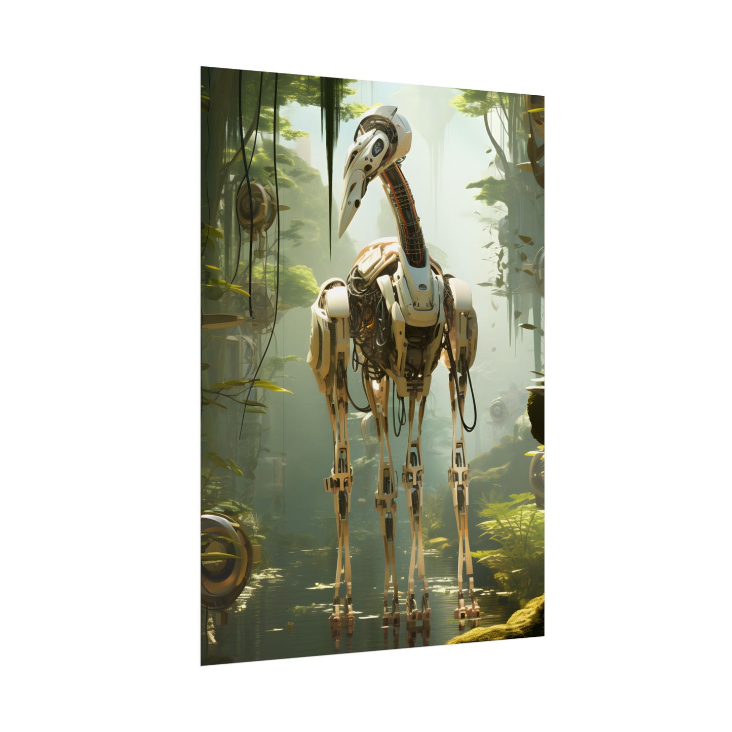 Robotic Guardians of Nature: Serene Wildlife Sanctuary Art - Poster