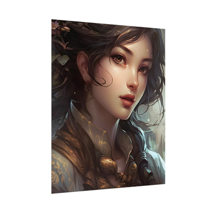 Astonishing Brunette Portrait: Elegant Digital Artwork - Poster