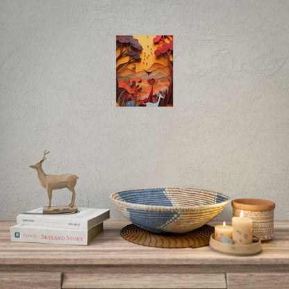 Vibrant African Quilled Landscape: Colorful Paper Artwork - Poster