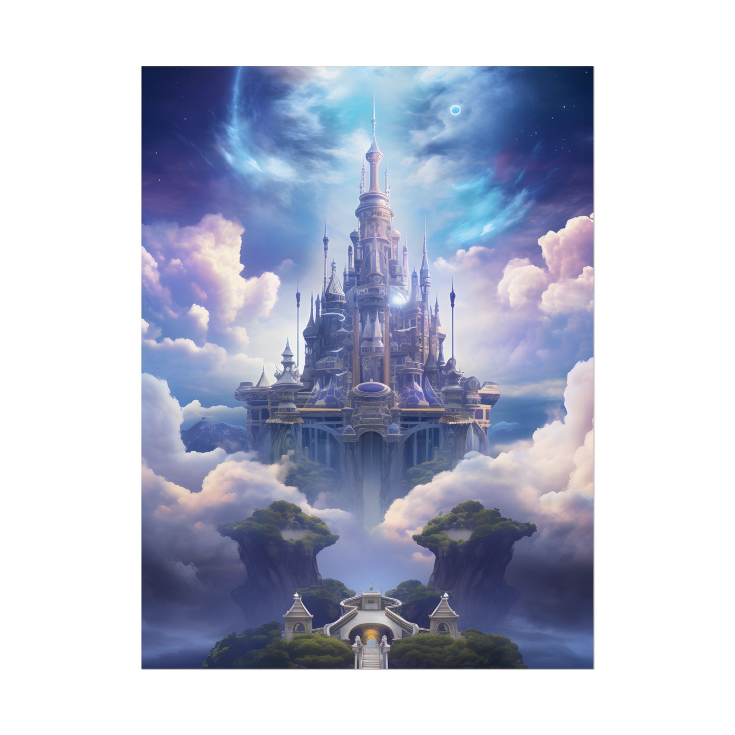 Celestial Fantasy Floating City: Dreamlike Artwork - Poster