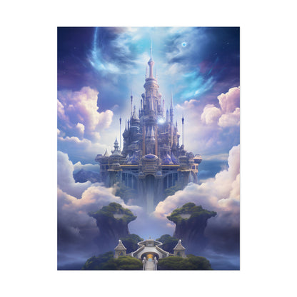 Celestial Fantasy Floating City: Dreamlike Artwork - Poster