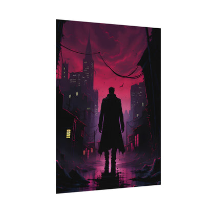 Gritty Urban Scene: Detective in Thought - Poster