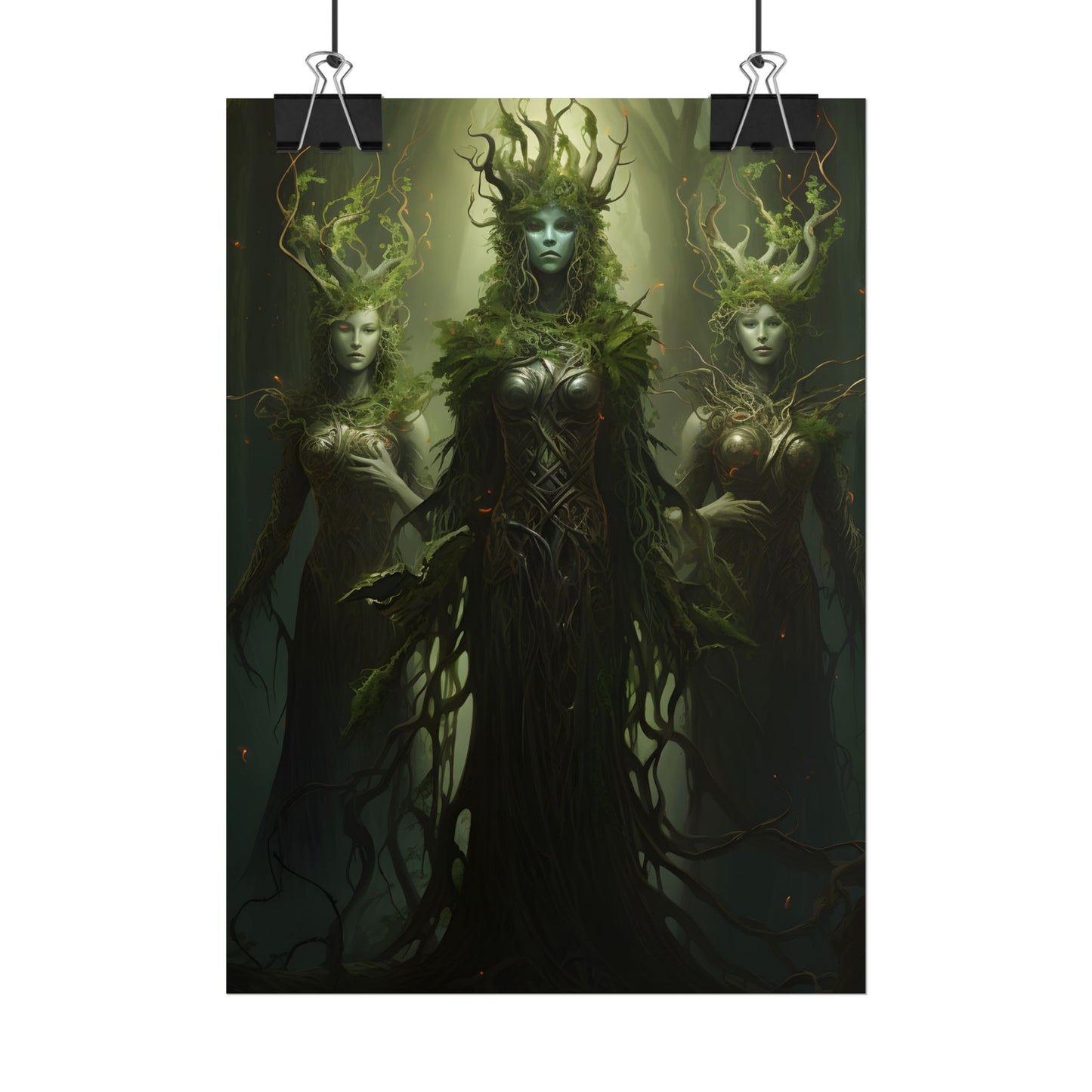 Mystical Forest Guardians: Ancient Tree Spirits Digital Art - Poster
