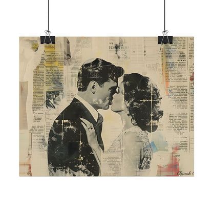 Vintage Romance: Celebratory Couple Art Poster - Poster