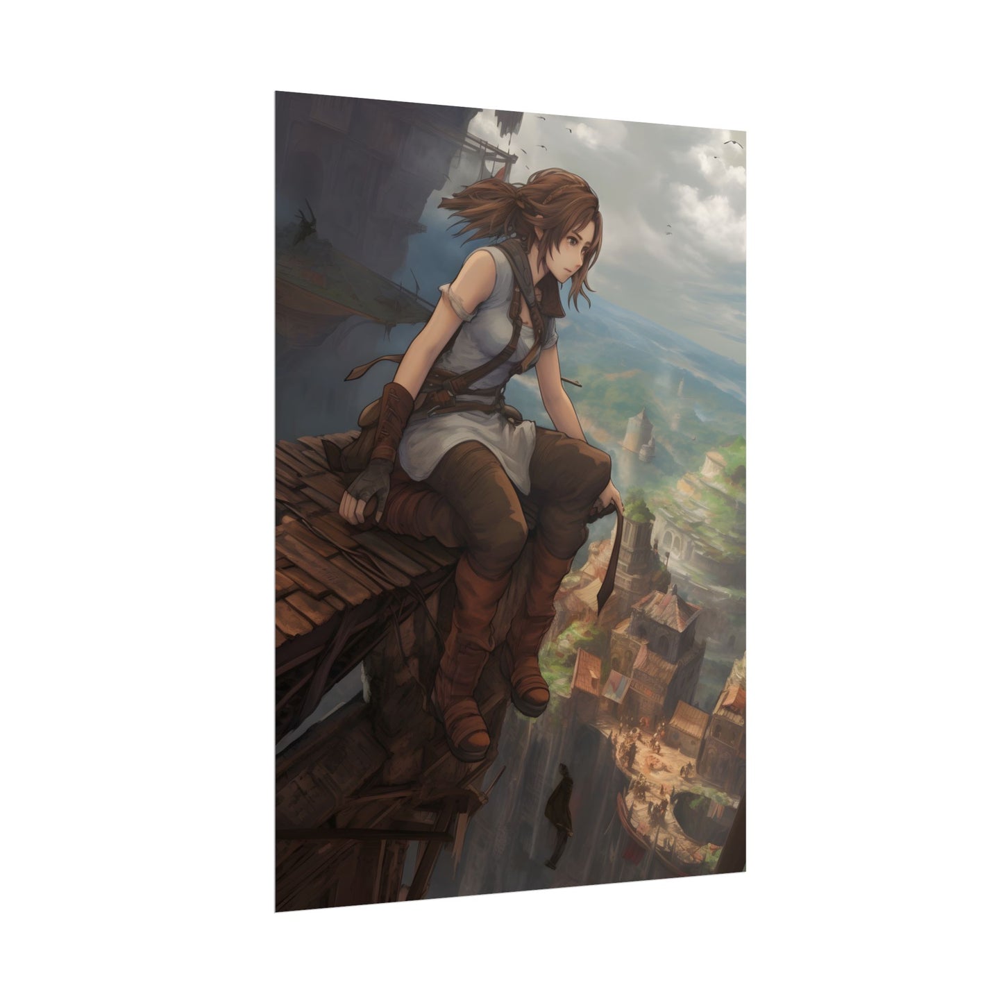 Dramatic Anime Birds Eye View: Dynamic Digital Art - Poster