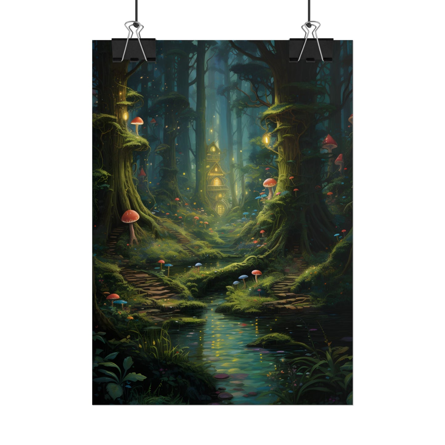 Enchanted Forest: Grimm's Fairy Tale Characters in Serene Woods - Poster