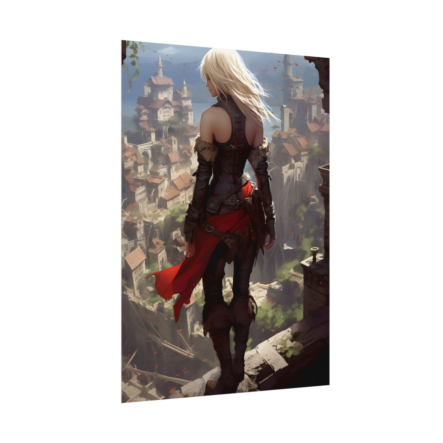 Blonde Anime Bloom: Calming Outdoor Artwork - Poster