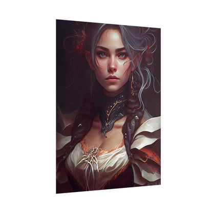 Glamorous Mid-20s Female Portrait: Black Hair Artwork - Poster
