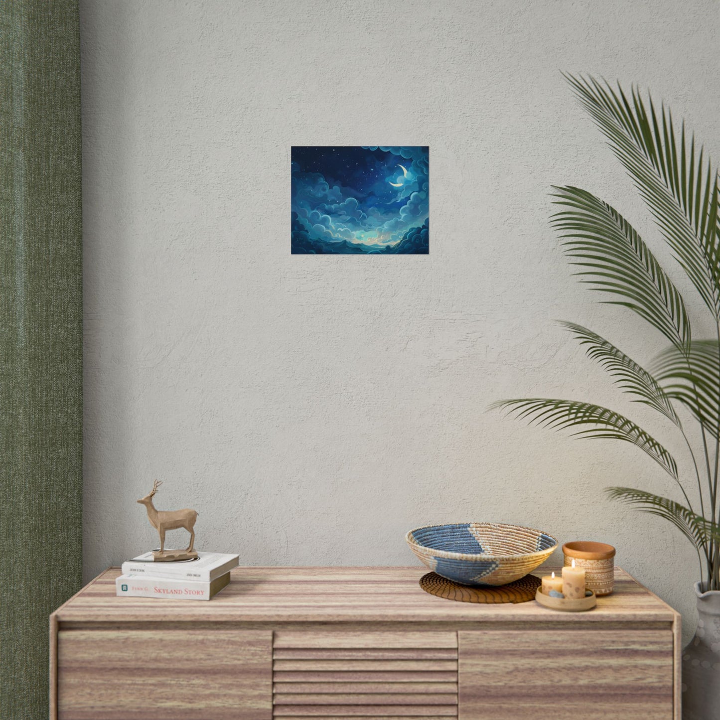 Whimsical Dreamy Night Sky: Bird in Flight Digital Art - Poster